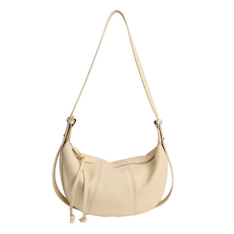 Minimalist Crossbody Bag for Women Soft Leather Shoulder Bag Zip Closure Trendy Hobo Style Handbag