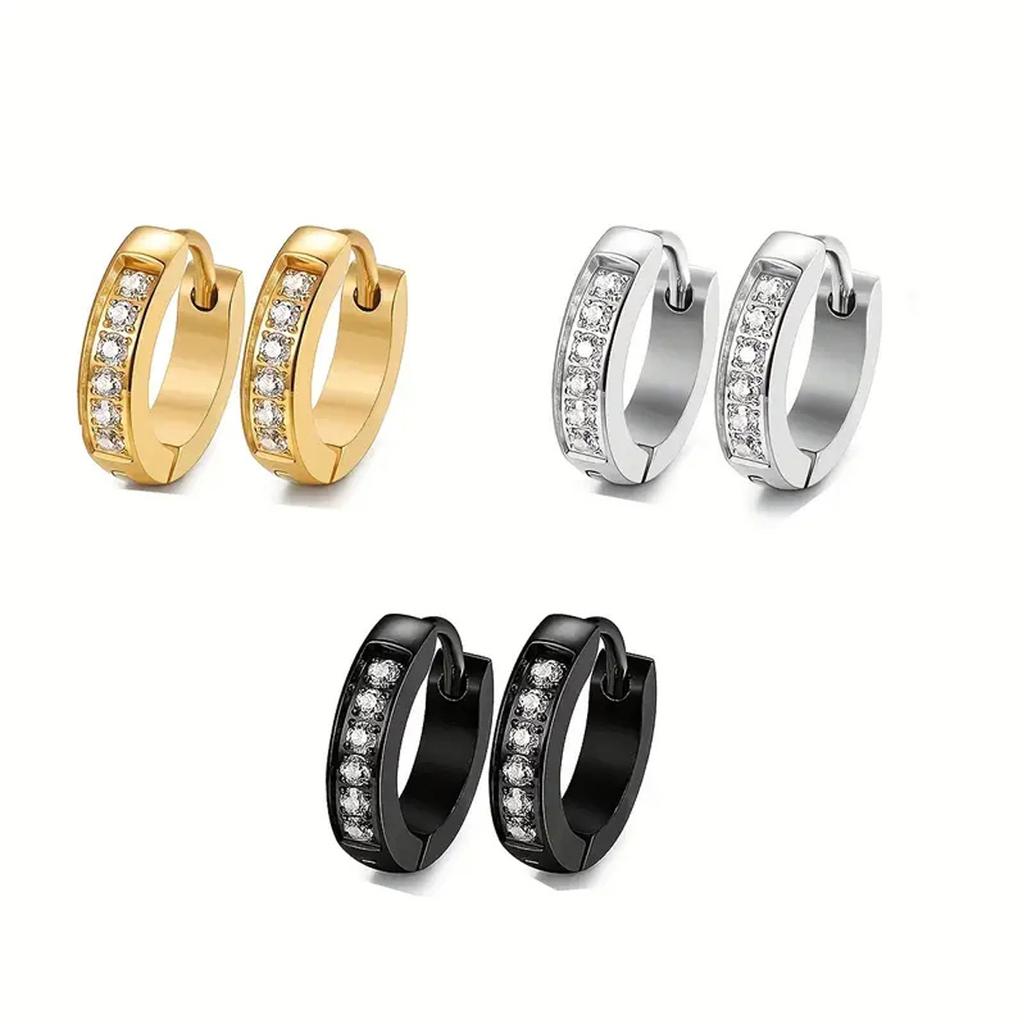 Men's and Women's Diamond and White Stone Fashion Earrings