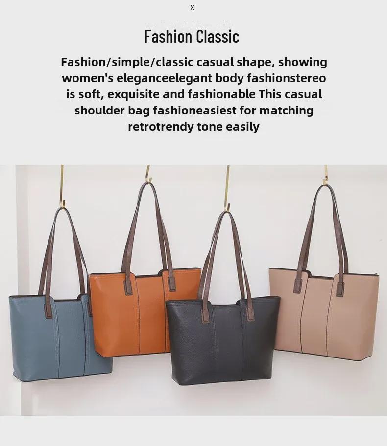 Genuine Leather Women's Large Tote Bag 2025 - New Commuter and Shoulder Bag with Large Capacity for Moms