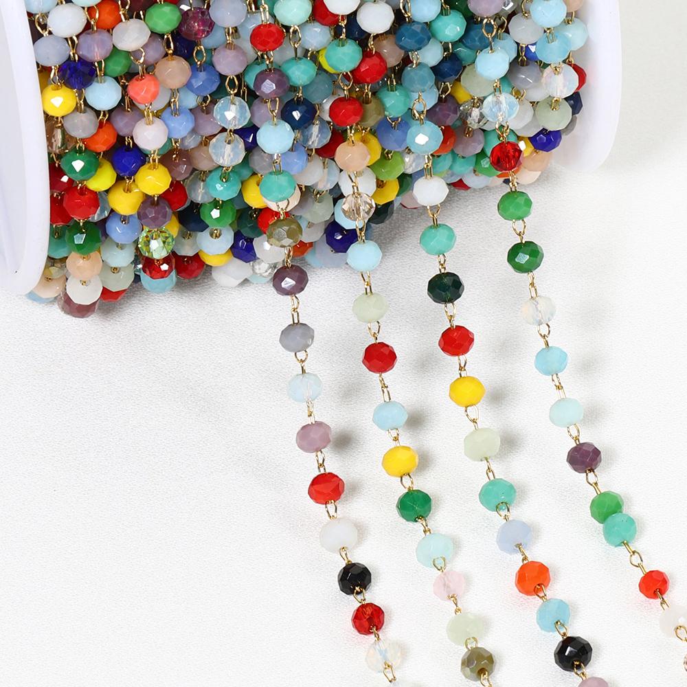1Meter Colorful Glass Ball Beaded Chain Crystal Beads Necklace Body Chain Accessories for Jewelry Making Components DIY Supplies