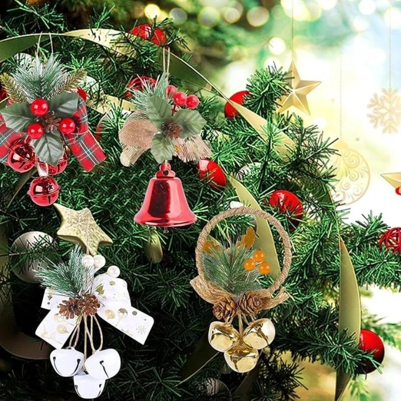 Christmas Bell Ornaments with Decorative Bows Hanging Holiday Decorations for Mall Window Display DIY Festive Party Home Decor