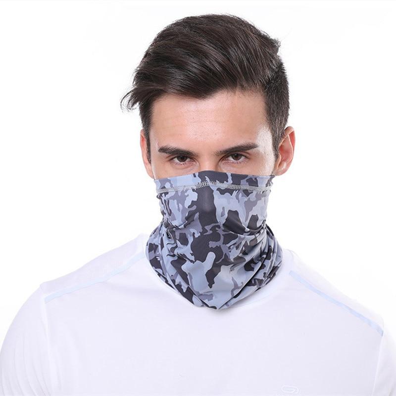 Summer UV Protection Cycling Face Mask Men Women Outdoor Sports Ice Silk Neck Warmer Scarf Breathable Hiking Fishing Face Cover