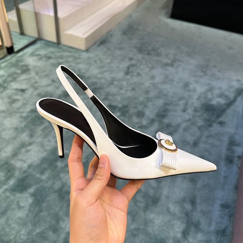 Fashion Handmade Slim Heel High Heels Women Size 32-45 French Style Pointed Toe Bow Low Cut Boutique Shoes Summer