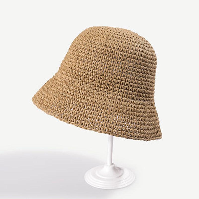 2021 New Women s bucket hat Cap female women s summer hats braided straw hat Fishing hat hat elegant for women Beach Straw hat 56-58CM