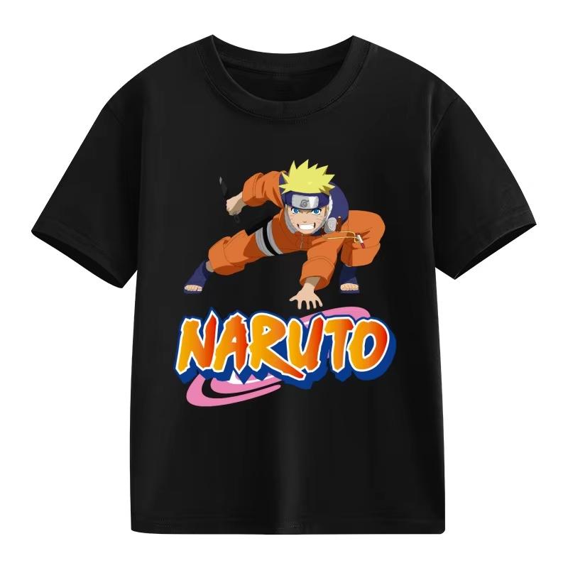 2026 Naruto Kids TShirt Uzumaki Uchiha Sasuke Hatake Kakashi Anime Character Print Cotton Short Sleeve Boys Girls Round Tops