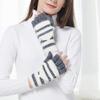 Striped Pattern Glove Plush Fingerless Mittens with Flip Top Knitted Gloves