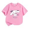 Cute White Long Ear Cartoon Character Print Kids 100% Cotton T-shirt Boys Girls Casual O-Neck Short Sleeve Tee Soft Breathable Summer Daily Comfortabl