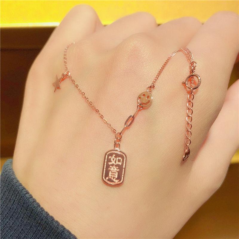 Изысканное русское фиолетовое золотое колье 585 пробы, новая модная квадратная подвеска Ruyi, цепочка с покрытием из розового золота, интегрированная цепочка 45+3cm