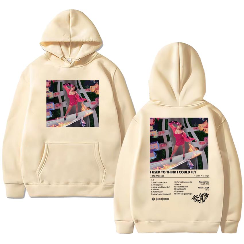 Sängerin Tate Mcrae I Used to Think I Could Fly Doppelseitiger Druck Hoodie Männer Frauen Mode Y2k Pullover Unisex Fleece Sweatshirt