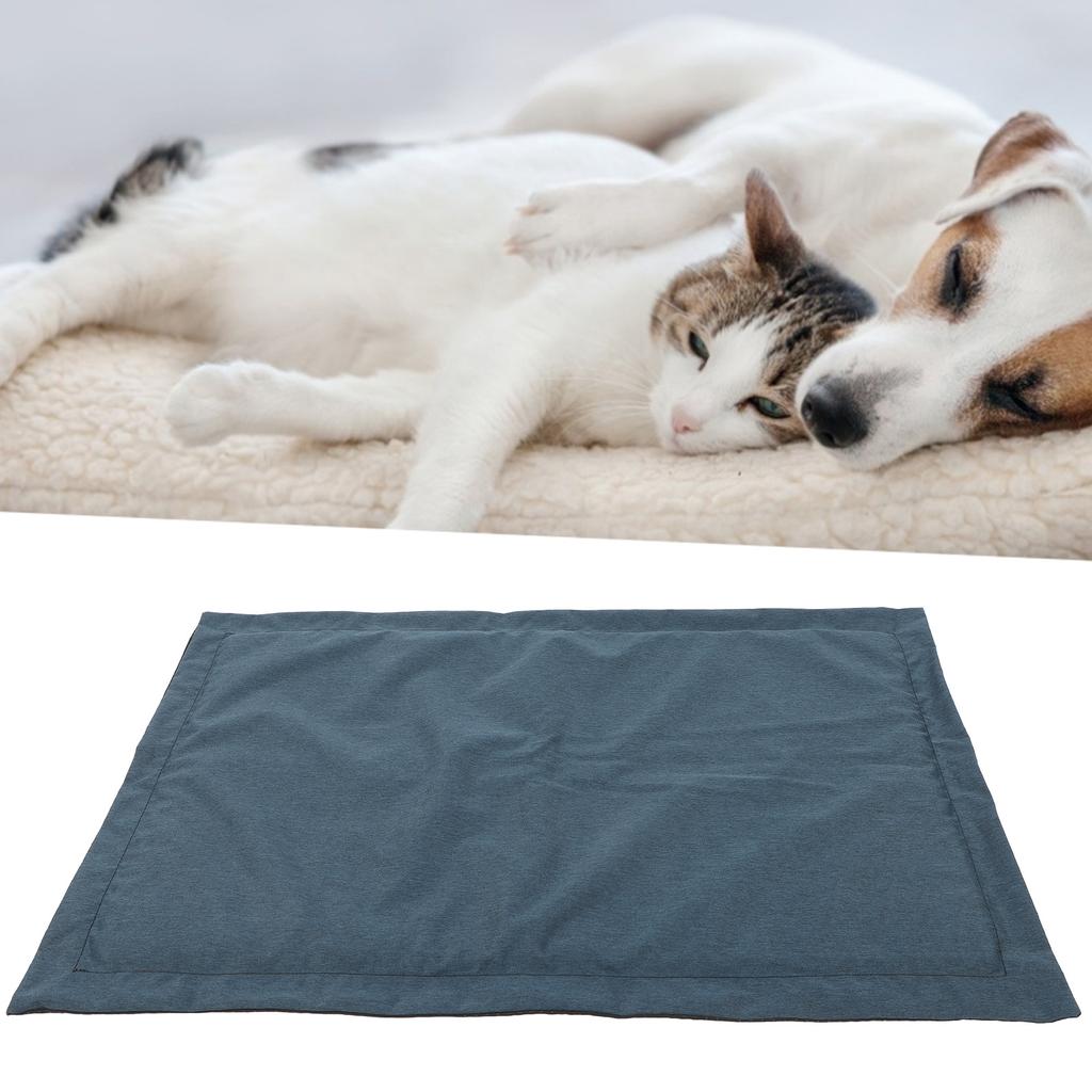 Pet Sleeping Mat AntiBite Universal Washable Waterproof Pads Soft Mattress for Dogs Cats(Navy Blue L)