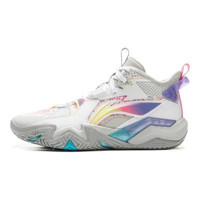 Li Ning Kinder Synthetikleder Basketballserie Bequeme Rutschfeste Verschleißfeste Rebound-Unterstützung Mid-Top Basketballschuhe YKBU090-7
