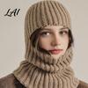 Windproof Ski Hood Women's Balaclava Winter Hat Knit Hoodie Scarf Combo Thick Warm Full Face Mask Fleece Mask Versatile Outdoor Cover for