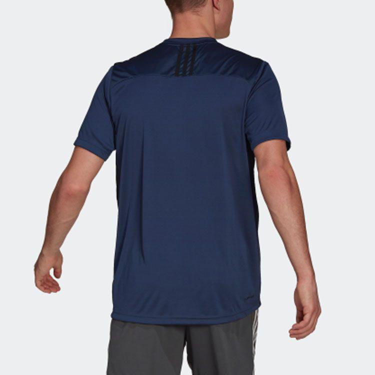 Adidas T Shirts Men's Dark Blue Crew Neck Moderate Straight Fit GM2129