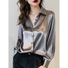 New high-end professional satin purple shirt for women, long-sleeved formal fashion commuter shirt