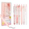 6pcs Gel Ink Pen Highlighter Set Classic Retractables Clear Barrel Quick-Drying 0.5mm Tip Journaling Pens A3286