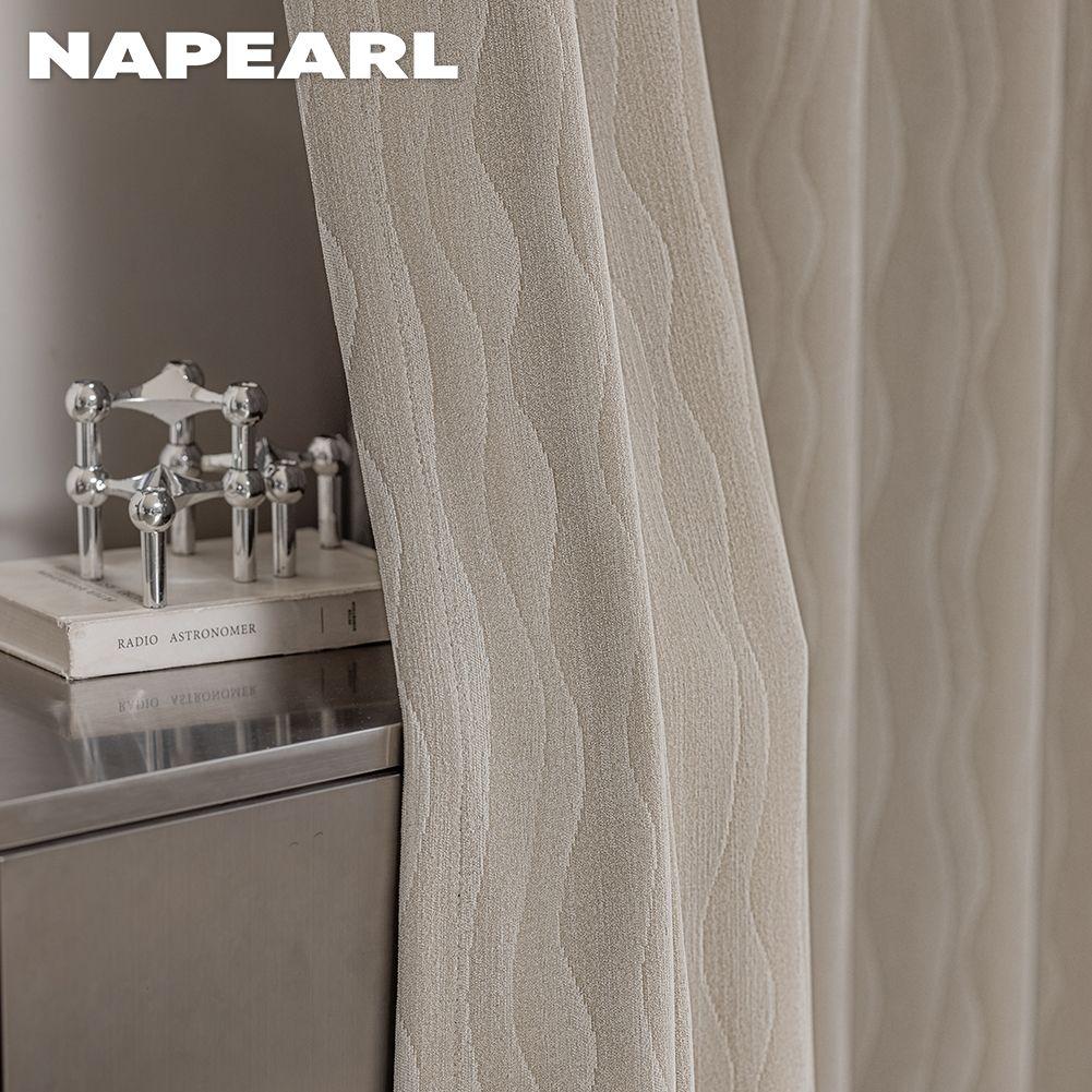 1 Stück NAPEARL Eleganter einfarbiger Verdunkelungsvorhang beidseitiger Chenille-Jacquard dicke Vorhänge für Schlafzimmer Wohnzimmer Balkonfenster für Heimdekoration
