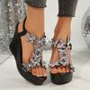 Fashion Plus Size 2025 Summer Women's Modern Sandals Crystal Butterfly Platform Wedges Elastic Band Sandals Fashion Dress Party Shoes