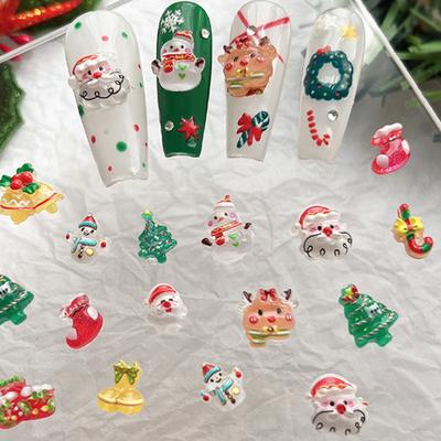 30 Stück Niedliche Mini Harz Cartoon Weihnachtsdekorationen Flatback Ornament Schmuckherstellung Maniküre Haarschmuck Zubehör