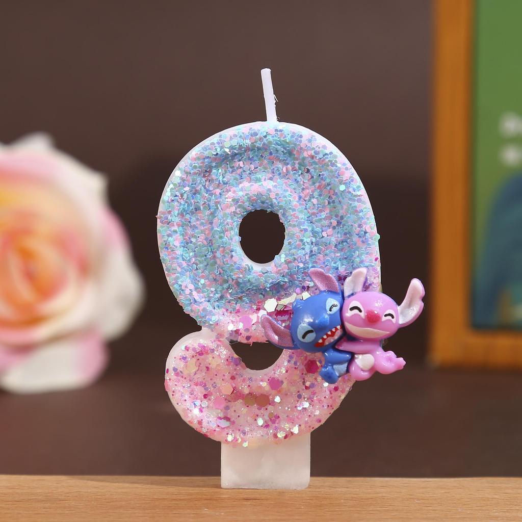 Creative Blue Stitch Digital Birthday Cake Candles - Cute and Festive