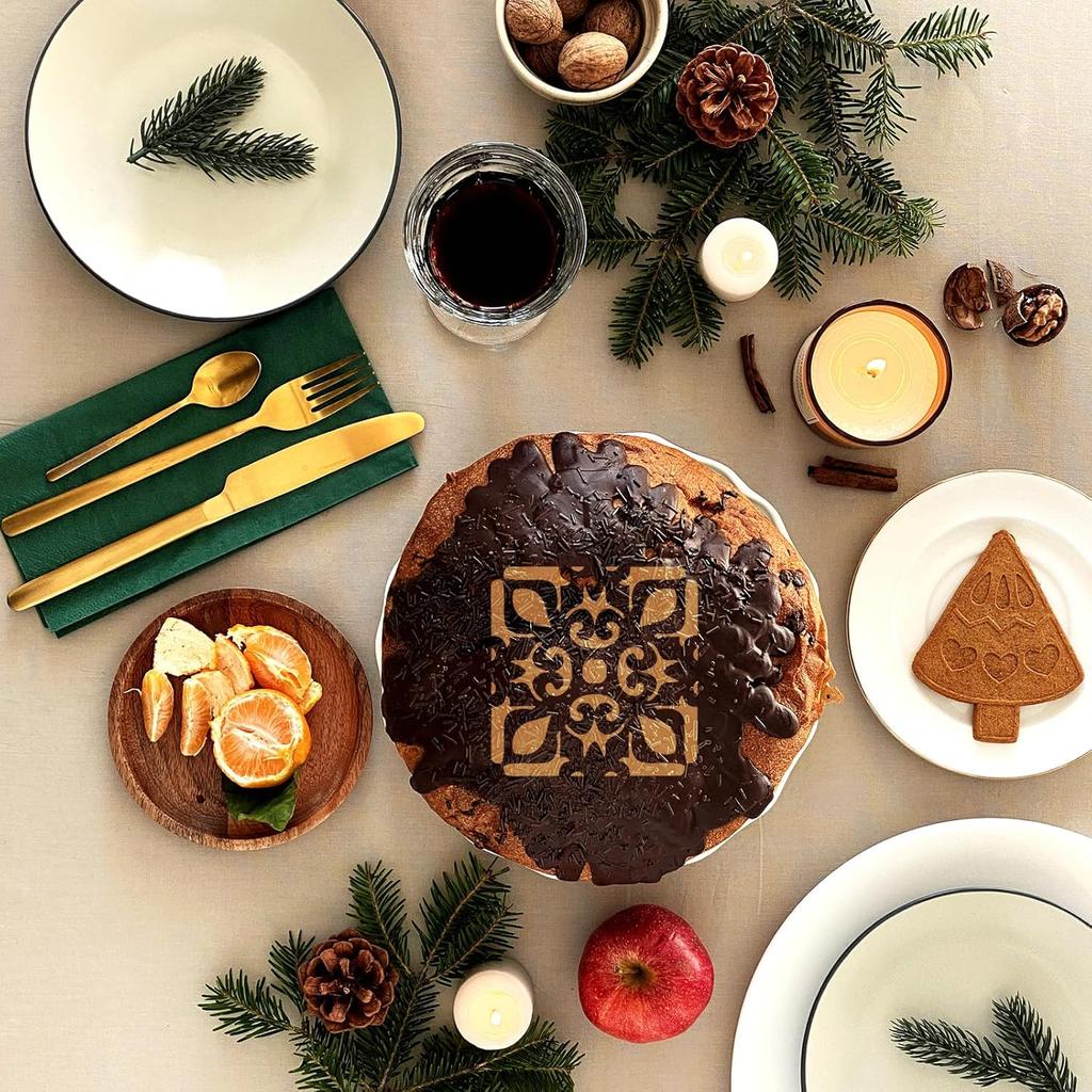 25 Pcs Scroll Tile Cookie Stencils, Royal Icing Cookie Cake Stencils Reble Pattern, Chinoiserie Tiles Airbrush Painting Stencil, Craft Painting