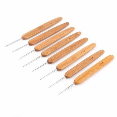 20 Pcs/set Crochet Hook Steel Knitting Needles Knit Bamboo Handle Needles Circular Knitting Needles Bamboo Knitting Needles