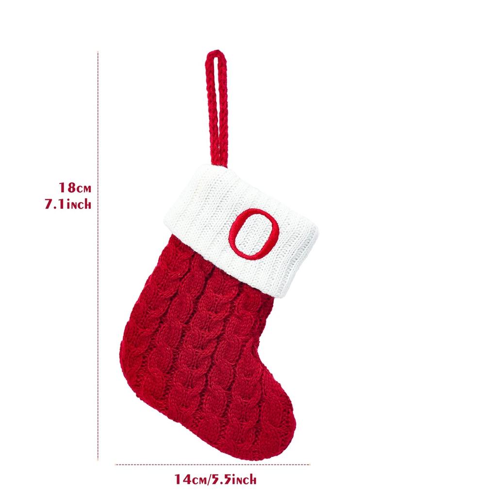 Christmas Knitted Stocking With Snowflake Pattern Holiday Home Decoration Gift Ornament For Xmas Tree