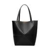Geometric Foldable Retro Leather Tote - Large Capacity