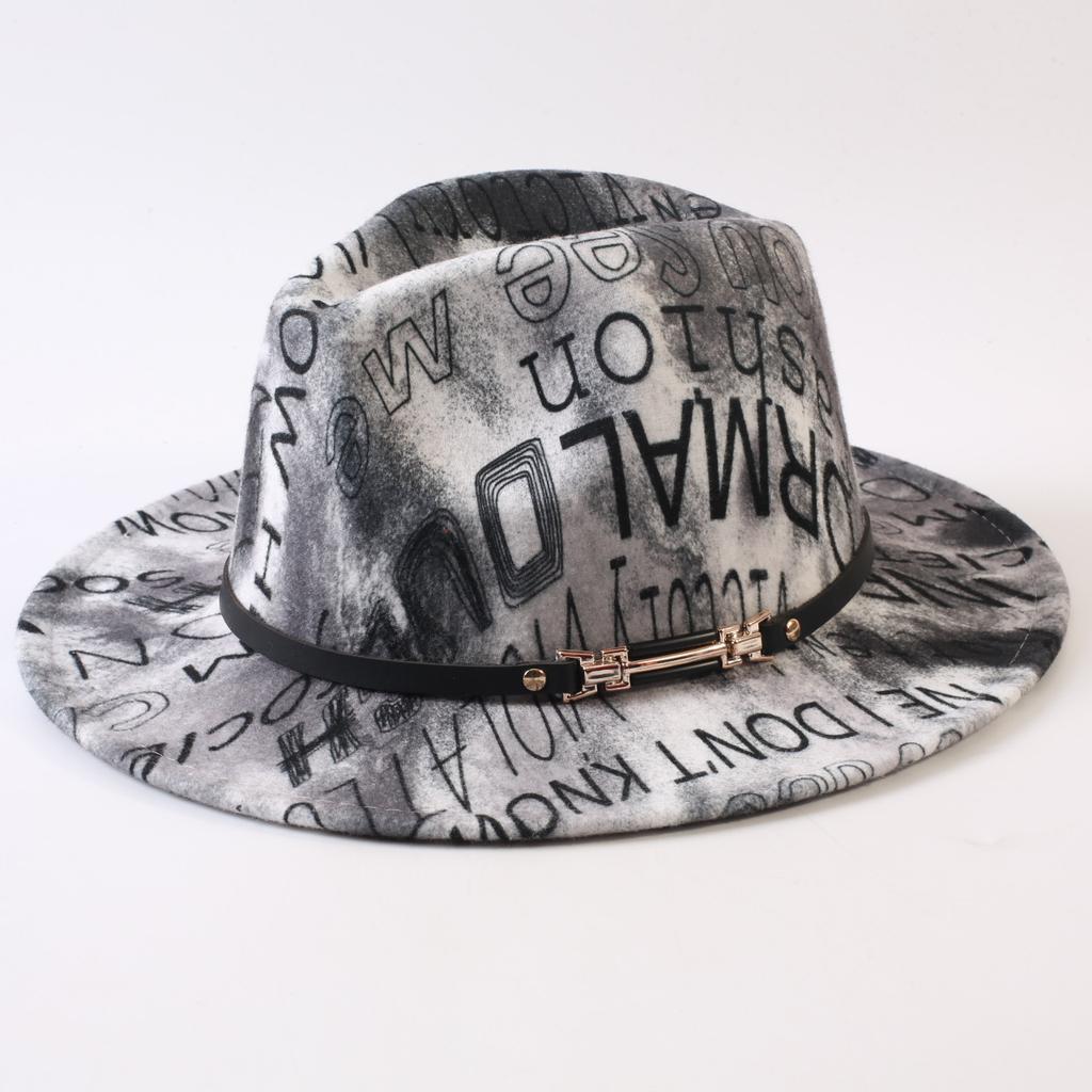 New European and American style letter printing fashion top hat men's and women's fashion jazz hat sunscreen sun hat