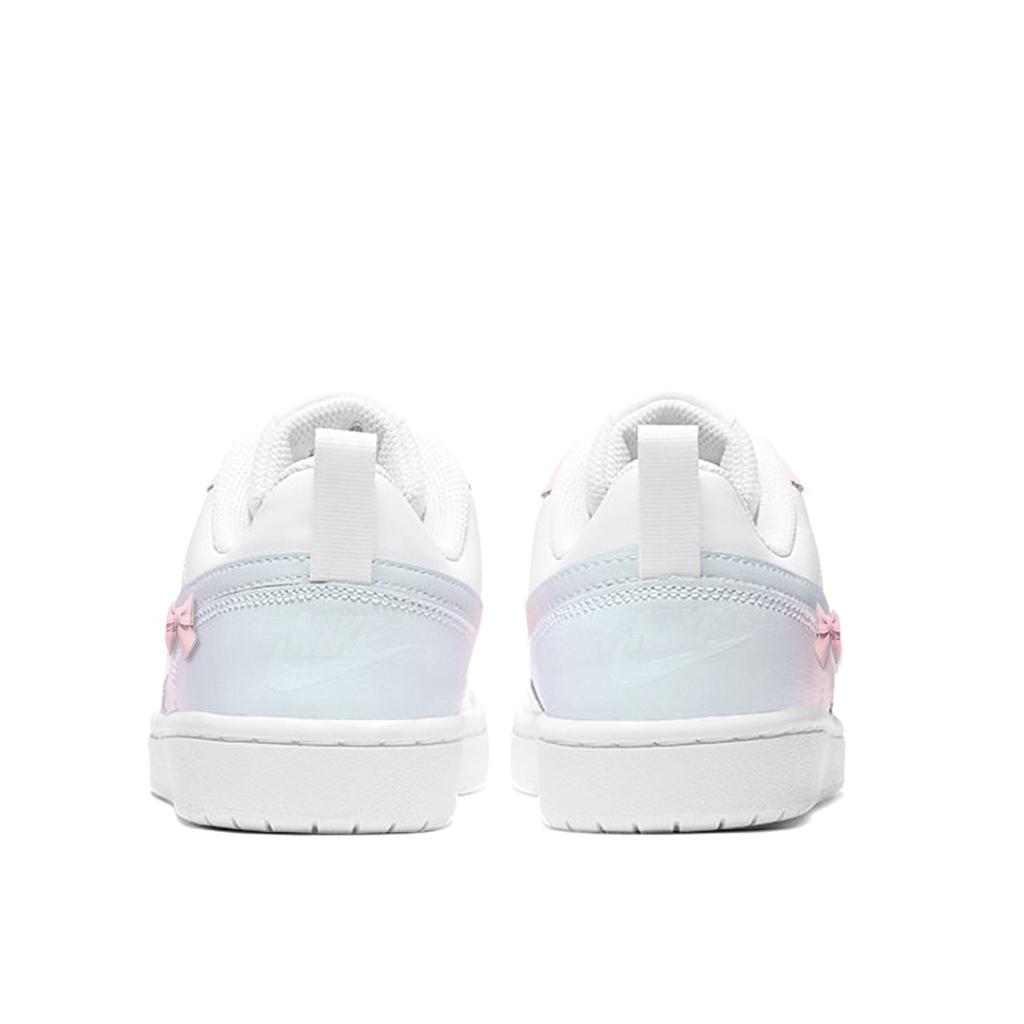 Nike Court Borough Low Cherry Blossom First Love Cushioning, Wear Resistant Low top Skateboard Shoes Women's Pink Blue BQ5448-100(Team675-  )