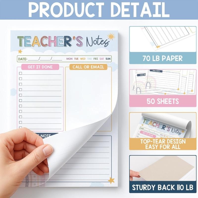 Artistic Teacher Appreciation Notebook Portable Checklist Premium Writing Paper For Classrooms