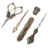 5pcs Embroidery Scissors Kit Alloy Vintage Sewing Kit with Thimble Threader Needle Case Punch
