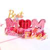 2pcs/set Mother's Day 3d Greeting Cards with Envelope Blank Flower Thank You I Love Mom Gift Paper Card