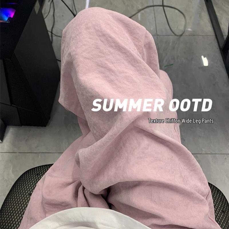 

Women s Pink Cream Puff Yamamoto High Waist Loose Wide Leg Pants (Spring/Autumn/Summer 2025) S [80-95 jin]