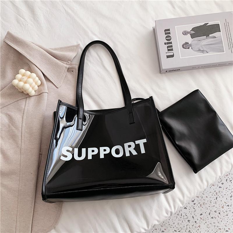 Spring and Summer Transparent Bag New Trendy Fashion Shoulder Women's Bag Casual Versatile Commuter Jelly Tote Bag