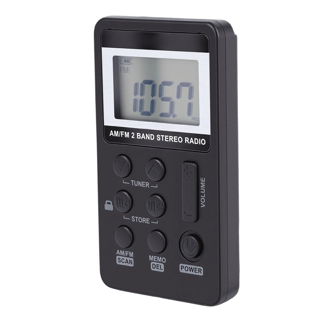 Personal AM FM Pocket Radio Portable Digital Tuning Radio with 500mAh Rechargeable Battery Earphone Lock Screen for