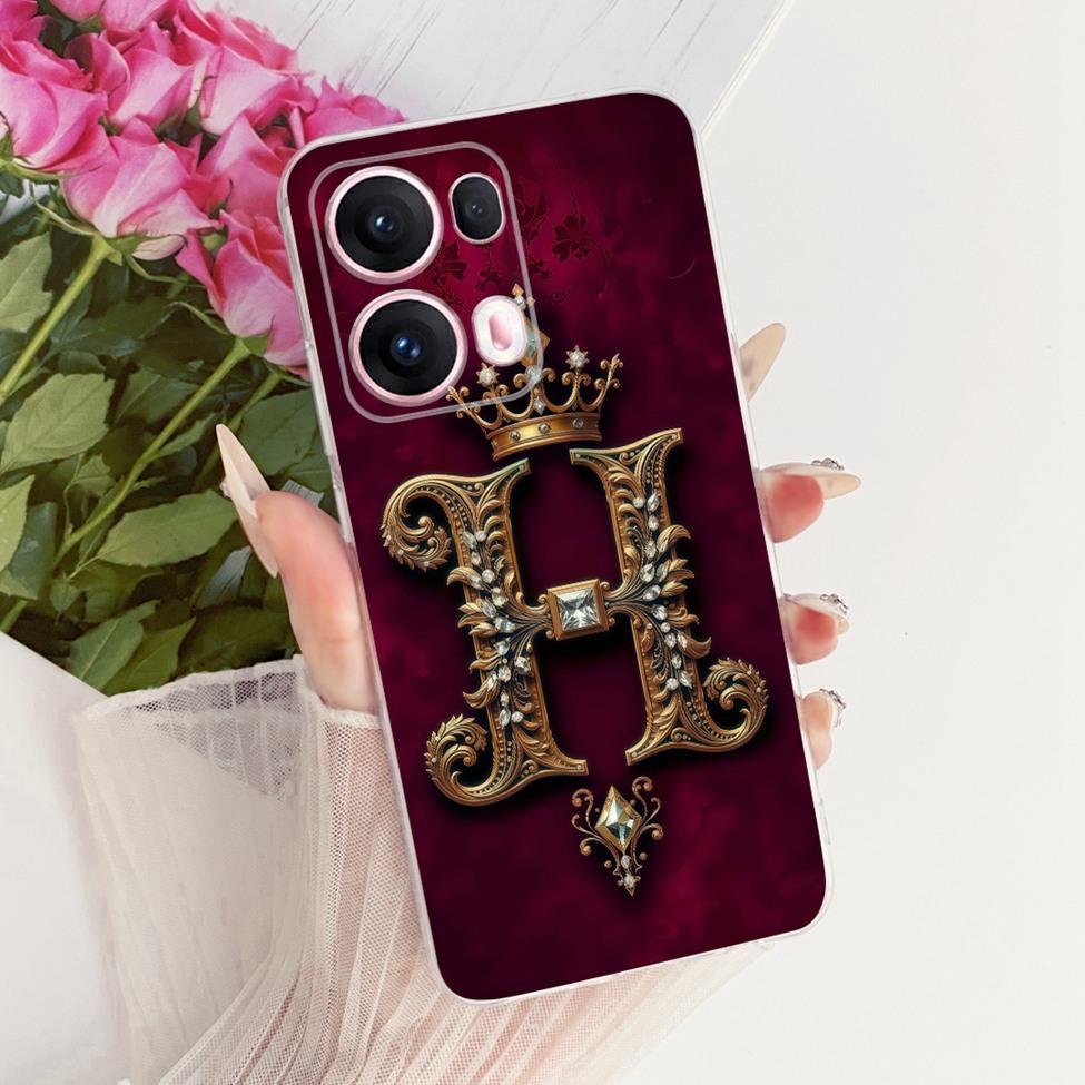 Transparent For Oppo Reno 13Pro CPH2697 PKK110 Cover For Oppo Reno 13 Pro Case Luxury Crown A-Z Letters 2D Flat Pattern