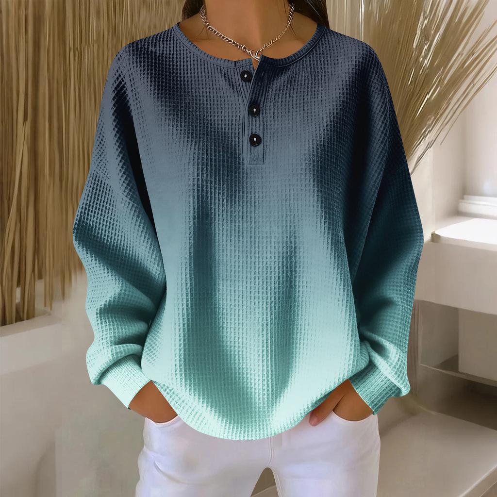 Women's Casual Shirts Long Sleeve Tops Button Up V Neck Loose Knit Fall Favorites For Women