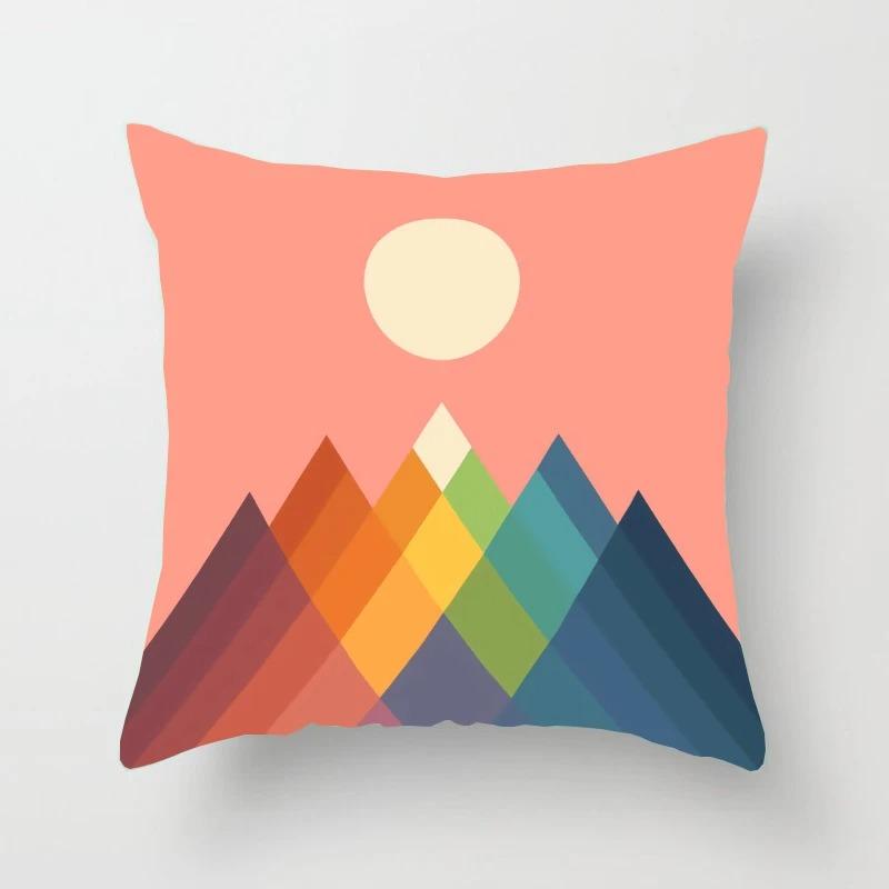 Creative Geometric Colorful Pattern Pillowcase Interior Decoration Office Living Room Home Pillowcase