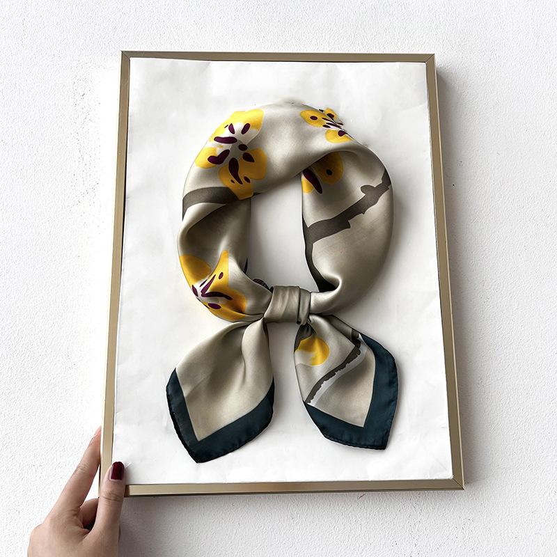 Silk Feeling Scarf Square Satin Head Scarf for Women