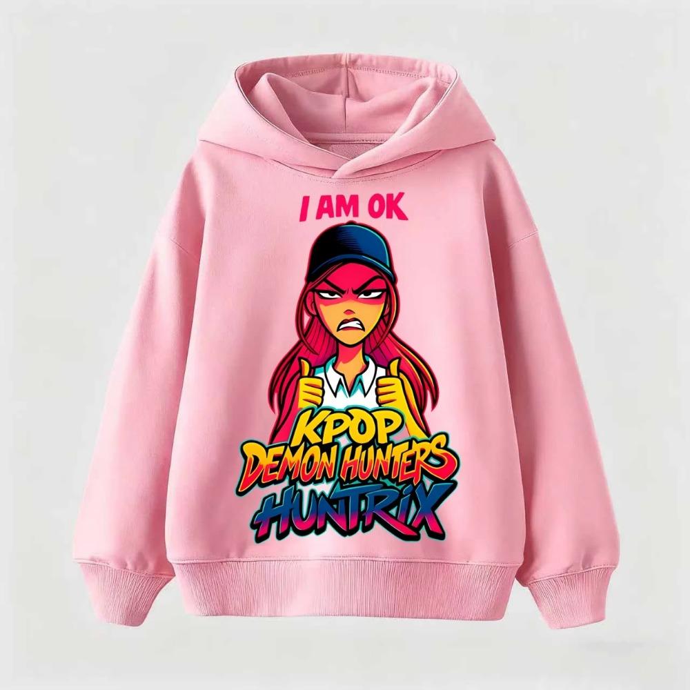 

KPop Demon Hunters Print Fashion Children Hooded Sweatshirt Boy Girl Autumn Winter Daily Outdoor Vacation Casual Warm Sportswear 100