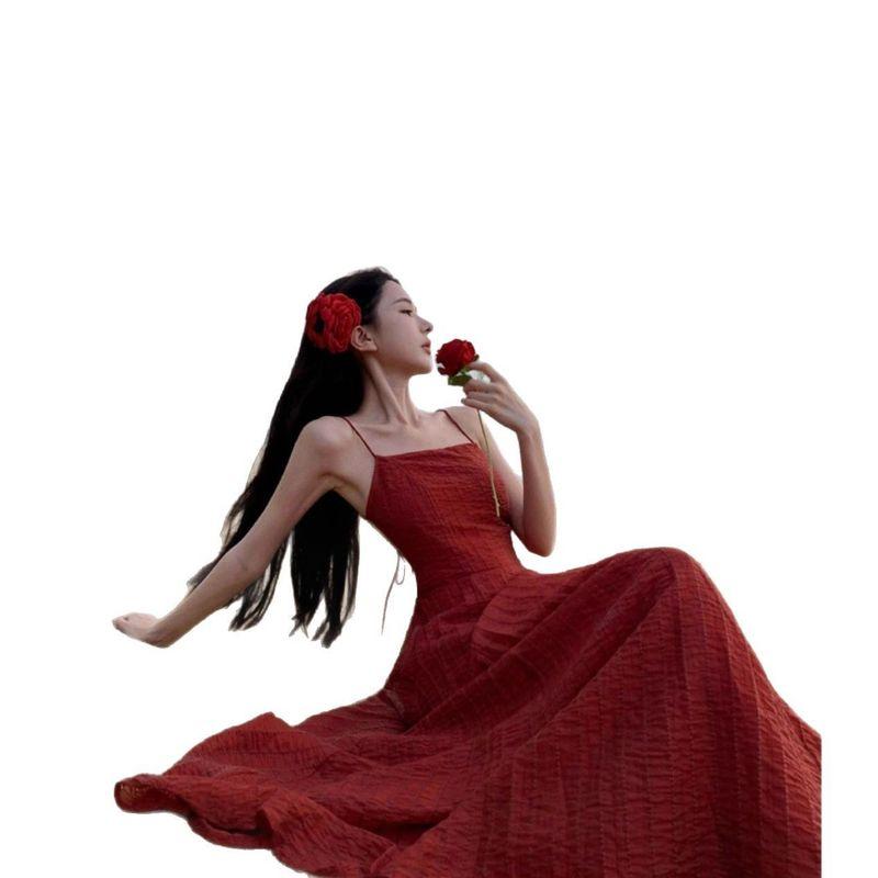 Purely Sexy Sleeveless Backless Vacation Fairy-Style Tie-Up Long Dress for Women, Summer 2025 New Model with Large Hem and Straps