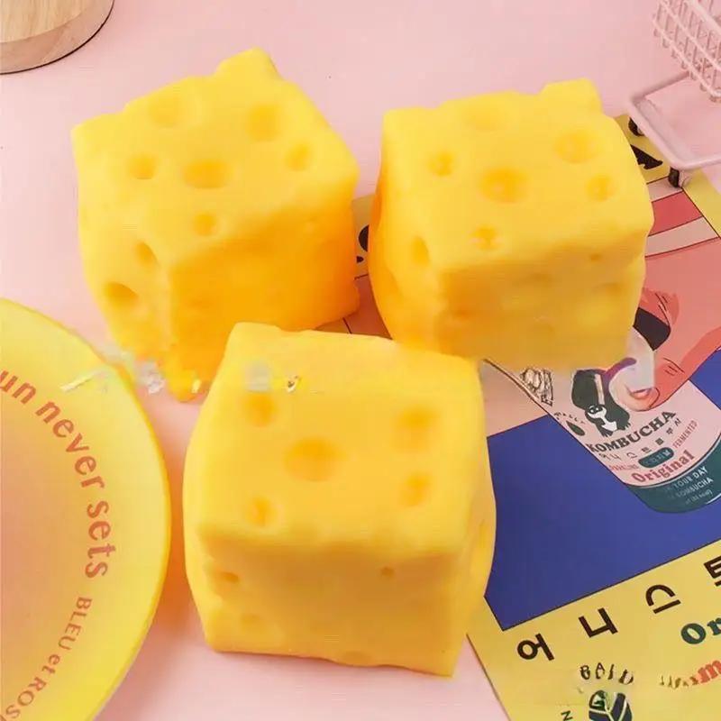 1Pcs Simulation Cheese Shaped Squishy Toy Soft Elastic Stress Relief For Kids Adults Office Home Daily Relaxation