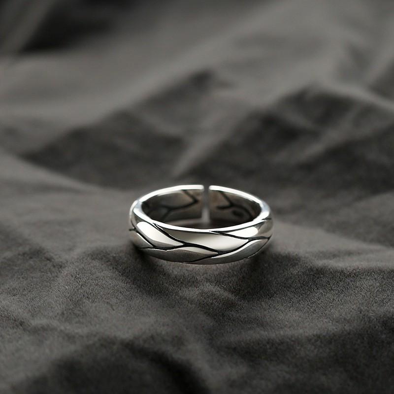 Adjustable Minimalist Mens Ring In Plated Copper With Ivy Motif Geometric Design Unisex Fashion Accessory