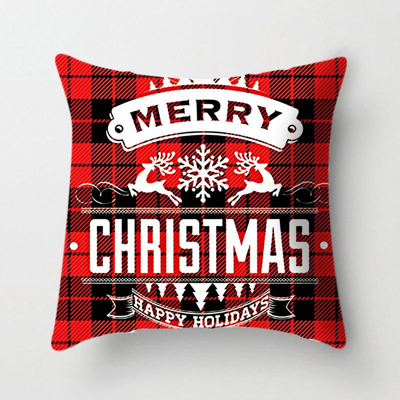 45x45cm New Year Christmas Elk Letter Printing Pattern Cushion Cover Home Living Room Sofa Decoration Throw Pillow Cover