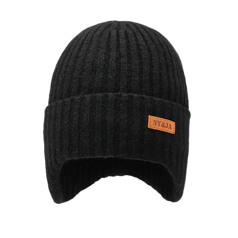 Men's Winter Warm Velvet Thick Hat Cycling Wool Hat Cold-Proof Ear Protection Knitted Hat