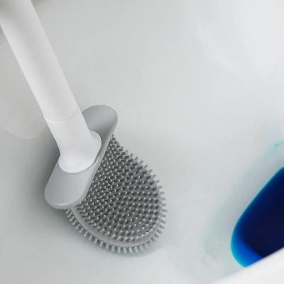 Wall-mounted Toilet Brush Silicone Flat Brush Head Toilet Brush Cleaning Brush Set Toilet Clean Brush Bathroom