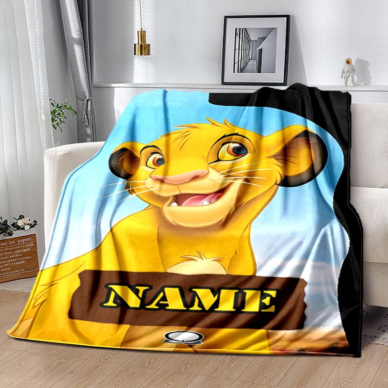 Customiz Name Personality Simba the Lion King Blanket Soft &Warm Sofa Office Bed Travel Lunch Break Blanket, Gift Suitable All Seasons