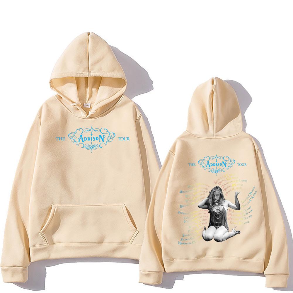 Addison Rae Tour Merch Hoodies Unisex Fashion Long Sleeve Sweatshirts Trends Design Aesthetic Clothing High Street Pullover