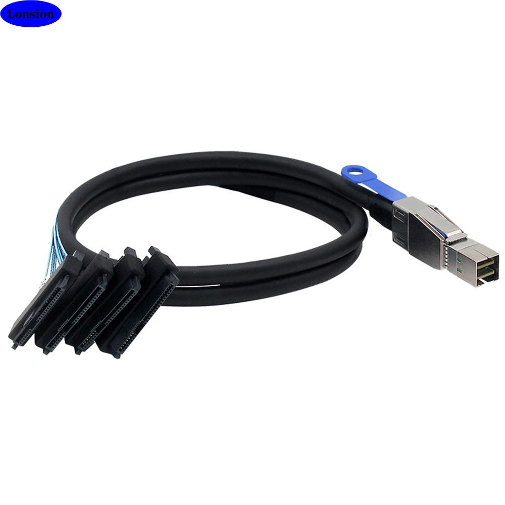 Mini SAS HD SFF-8644 To SFF-8482 Combo SATA Data Cable for Hard Drives