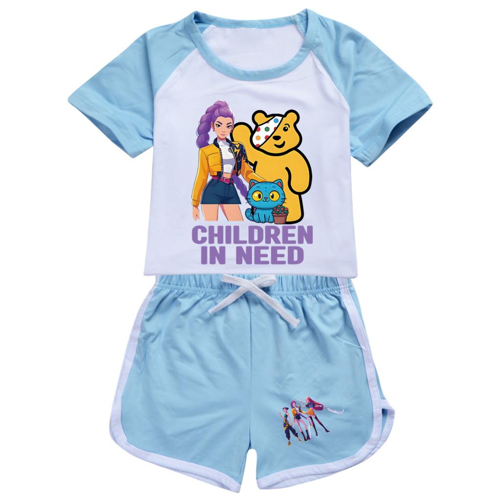 5120 Kids Girls POP Rumi Zoey Mira Print T-shirt Shorts Sport Tracksuit Clothes Set